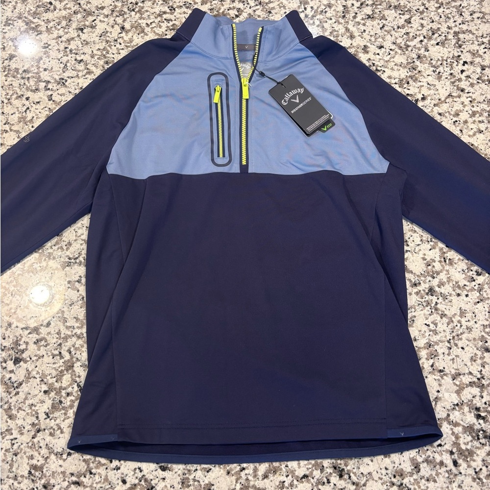 Callaway Navy and Light Blue Quarter-Zip Pullover